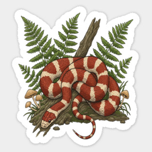 Eastern Milk Snake with Woodland Ferns Sticker