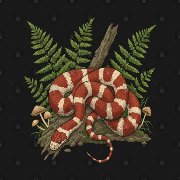 Eastern Milk Snake with Woodland Ferns by BirdsnStuff