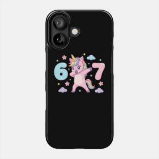67-Meme-Unicorn-Girl-Six-Seven-Brainrot-Cute-Gen-Alpha-Design Phone Case