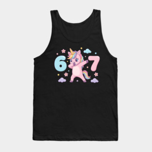 67-Meme-Unicorn-Girl-Six-Seven-Brainrot-Cute-Gen-Alpha-Design Tank Top