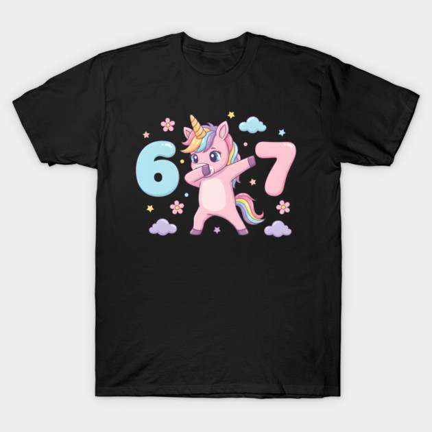 67-Meme-Unicorn-Girl-Six-Seven-Brainrot-Cute-Gen-Alpha-Design T-Shirt by ArtistTee ⭐⭐⭐⭐⭐