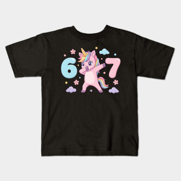 67-Meme-Unicorn-Girl-Six-Seven-Brainrot-Cute-Gen-Alpha-Design Kids T-Shirt by ArtistTee ⭐⭐⭐⭐⭐