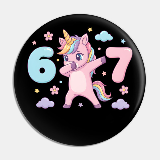 67-Meme-Unicorn-Girl-Six-Seven-Brainrot-Cute-Gen-Alpha-Design Pin by ArtistTee ⭐⭐⭐⭐⭐