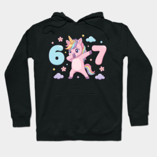67-Meme-Unicorn-Girl-Six-Seven-Brainrot-Cute-Gen-Alpha-Design Hoodie