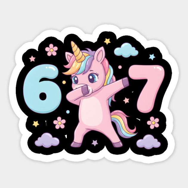 67-Meme-Unicorn-Girl-Six-Seven-Brainrot-Cute-Gen-Alpha-Design Magnet by ArtistTee ⭐⭐⭐⭐⭐