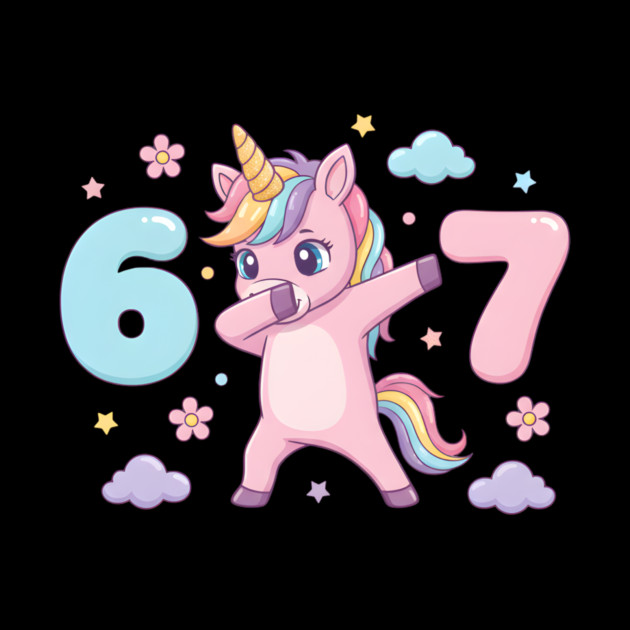 67-Meme-Unicorn-Girl-Six-Seven-Brainrot-Cute-Gen-Alpha-Design by ArtistTee ⭐⭐⭐⭐⭐