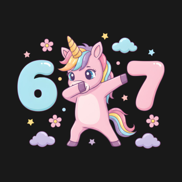 67-Meme-Unicorn-Girl-Six-Seven-Brainrot-Cute-Gen-Alpha-Design by ArtistTee ⭐⭐⭐⭐⭐