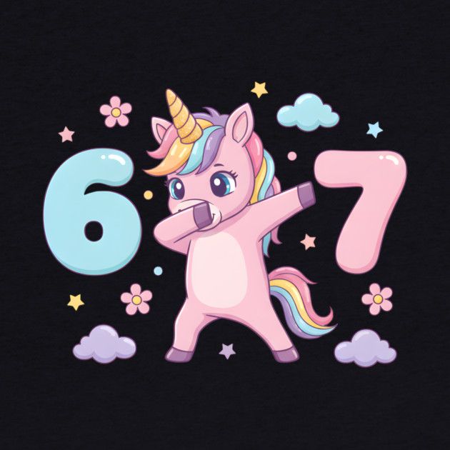 67-Meme-Unicorn-Girl-Six-Seven-Brainrot-Cute-Gen-Alpha-Design by ArtistTee ⭐⭐⭐⭐⭐