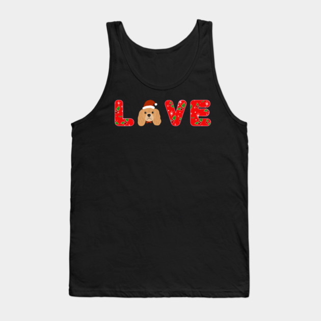 Christmas Love Puppy With Santa Hat Tank Top by Creatifly Graphic Tees