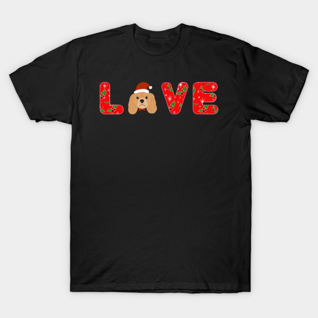 Christmas Love Puppy With Santa Hat T-Shirt by Creatifly Graphic Tees