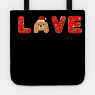 Christmas Love Puppy With Santa Hat Tote
