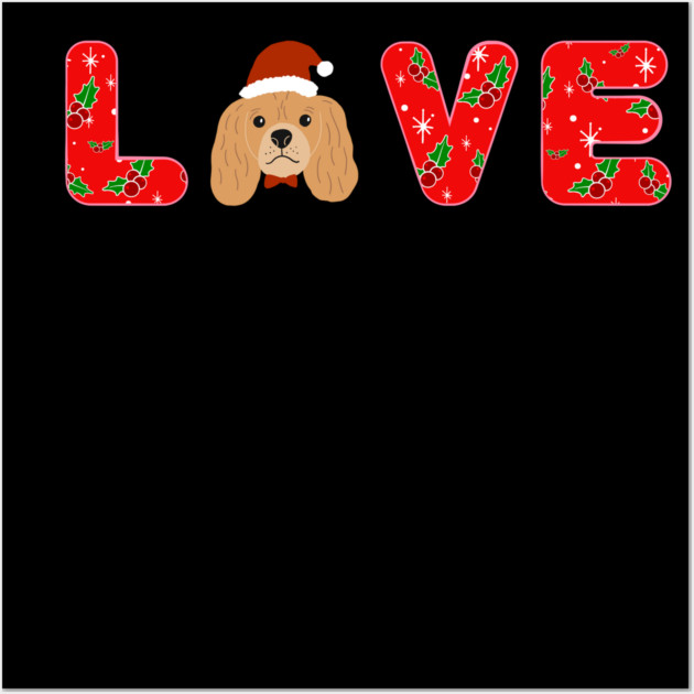Christmas Love Puppy With Santa Hat Wall Art by Creatifly Graphic Tees