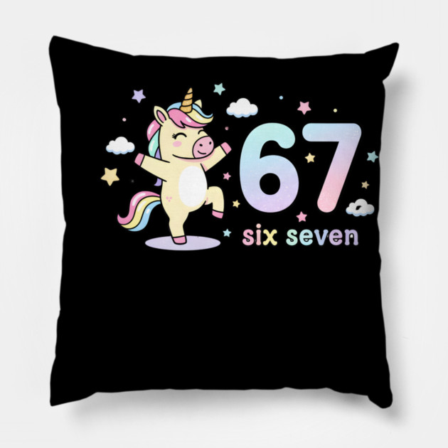 67-Meme-Unicorn-Girl-Six-Seven Pillow by ArtistTee ⭐⭐⭐⭐⭐