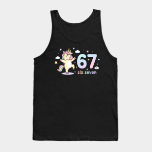 67-Meme-Unicorn-Girl-Six-Seven Tank Top