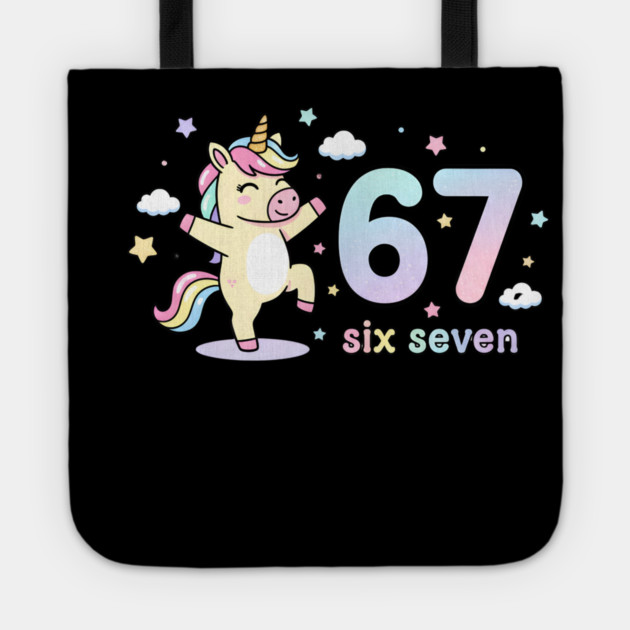 67-Meme-Unicorn-Girl-Six-Seven Tote by ArtistTee ⭐⭐⭐⭐⭐