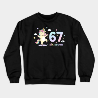 67-Meme-Unicorn-Girl-Six-Seven Crewneck Sweatshirt