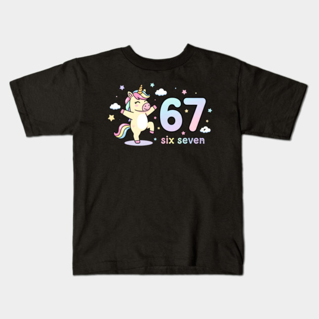 67-Meme-Unicorn-Girl-Six-Seven Kids T-Shirt by ArtistTee ⭐⭐⭐⭐⭐