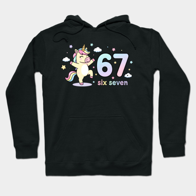 67-Meme-Unicorn-Girl-Six-Seven Hoodie by ArtistTee ⭐⭐⭐⭐⭐