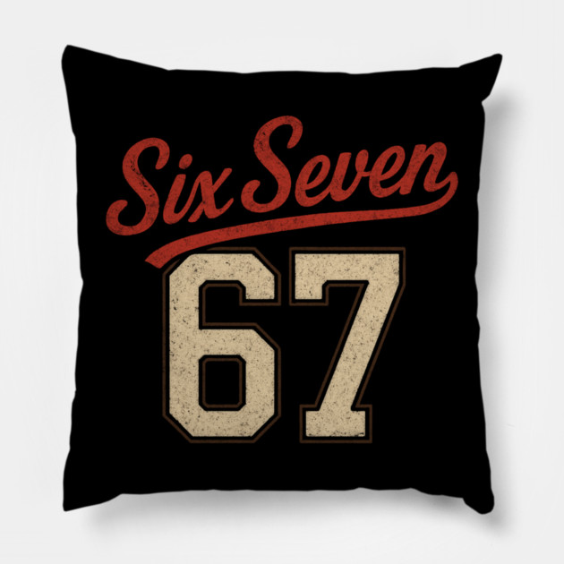 Number 67 Six Seven Baseball Jersey Style Team 67 Meme Sports Pillow by ArtistTee ⭐⭐⭐⭐⭐
