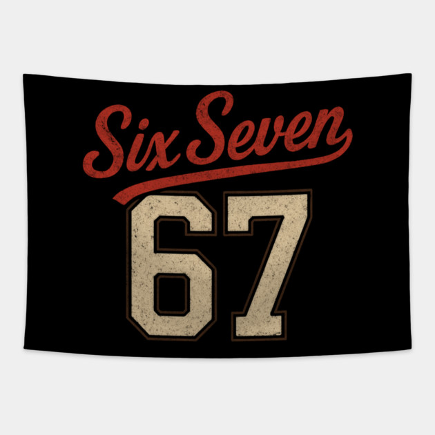 Number 67 Six Seven Baseball Jersey Style Team 67 Meme Sports Tapestry by ArtistTee ⭐⭐⭐⭐⭐