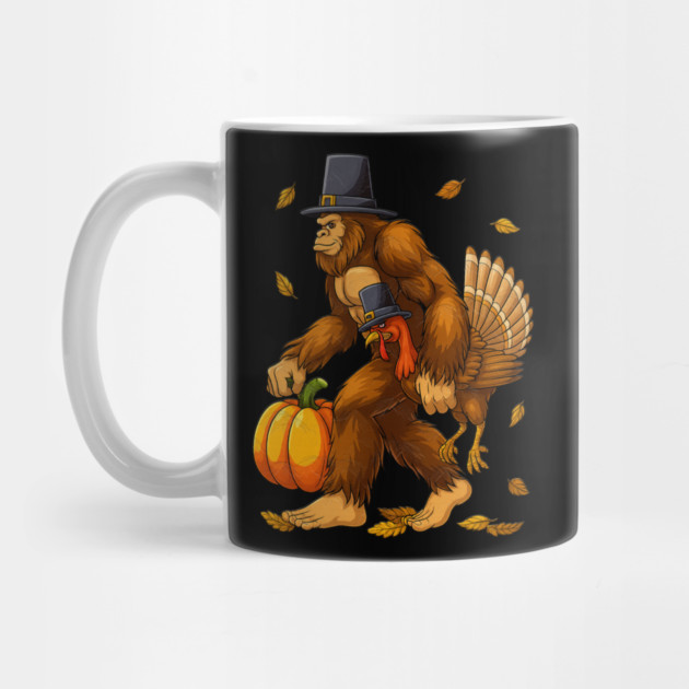 Bigfoot Pilgrim Turkey With Pumpkin – Funny Thanksgiving Day Gift by Db Printed