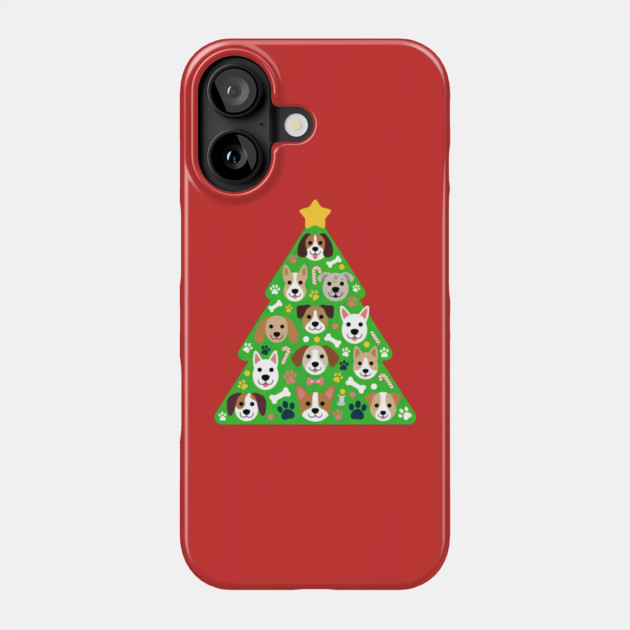 Festive Dog Christmas Tree Phone Case by Creatifly Graphic Tees