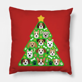 Festive Dog Christmas Tree Pillow