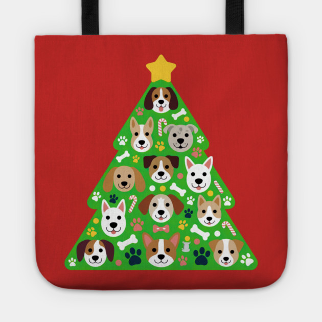 Festive Dog Christmas Tree Tote by Creatifly Graphic Tees