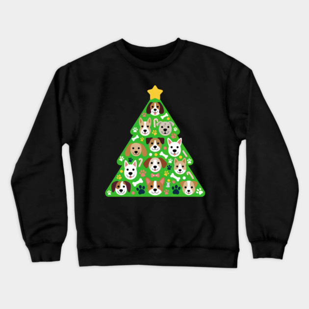 Festive Dog Christmas Tree Crewneck Sweatshirt by Creatifly Graphic Tees