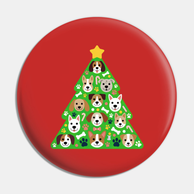 Festive Dog Christmas Tree Pin by Creatifly Graphic Tees