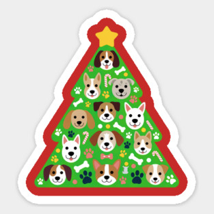 Festive Dog Christmas Tree Sticker