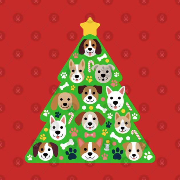 Festive Dog Christmas Tree by Creatifly Graphic Tees