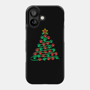 Paw Print Christmas Tree Phone Case