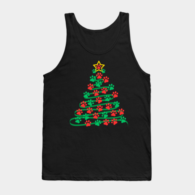 Paw Print Christmas Tree Tank Top by Creatifly Graphic Tees