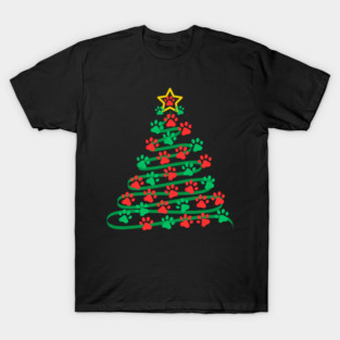 Paw Print Christmas Tree T-Shirt