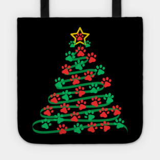 Paw Print Christmas Tree Tote