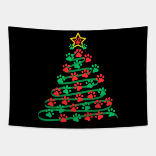 Paw Print Christmas Tree Tapestry