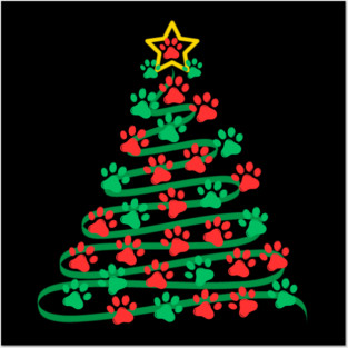 Paw Print Christmas Tree Posters and Art