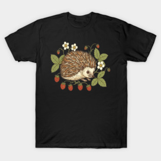 Hedgehog with Wild Woodland Strawberries T-Shirt