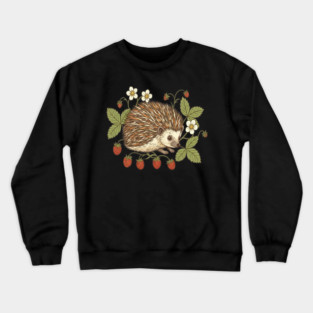 Hedgehog with Wild Woodland Strawberries Crewneck Sweatshirt
