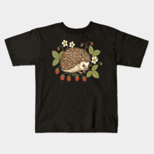 Hedgehog with Wild Woodland Strawberries Kids T-Shirt