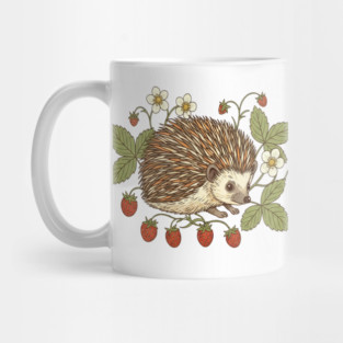 Hedgehog with Wild Woodland Strawberries Mug