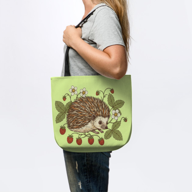 Hedgehog with Wild Woodland Strawberries by BirdsnStuff