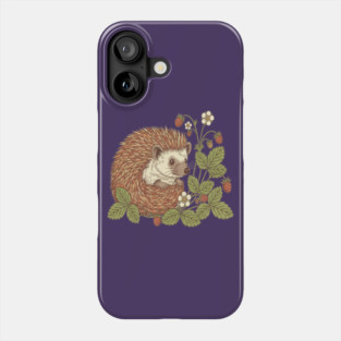Hedgehog with Woodland Strawberries Phone Case