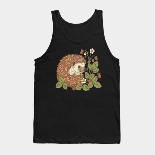 Hedgehog with Woodland Strawberries Tank Top by BirdsnStuff