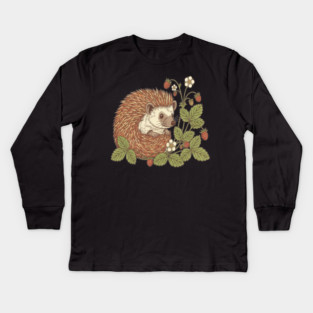 Hedgehog with Woodland Strawberries Kids Long Sleeve T-Shirt