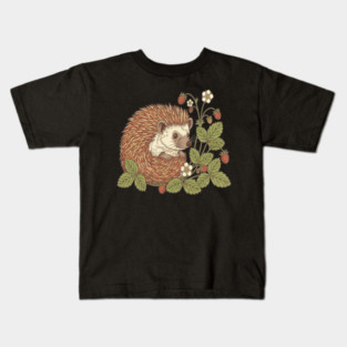Hedgehog with Woodland Strawberries Kids T-Shirt