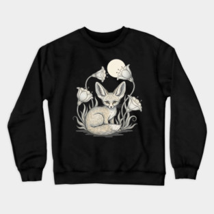 Moonlit Fennec Fox with Desert Flowers Crewneck Sweatshirt