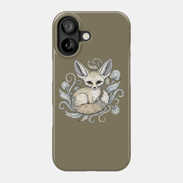 Fennec Fox with Desert Flowers Phone Case by BirdsnStuff
