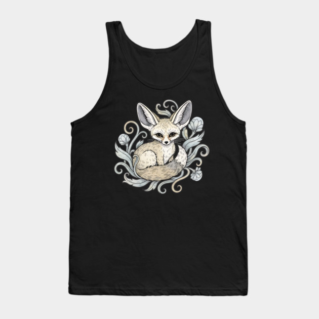 Fennec Fox with Desert Flowers Tank Top by BirdsnStuff